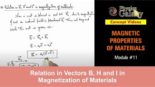 Class 12 Physics  Magnetic Properties  11 Relation in Vectors B H amp I in Magnetization [upl. by Alison973]