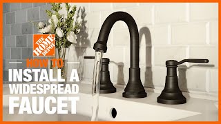 How to Install a Widespread Faucet  The Home Depot [upl. by Ainyt]