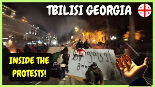 TEAR GASSED in Tbilisi Chaos at Georgia Protests 🇬🇪 [upl. by Aneeles]