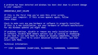 How to Fix Windows XP BSOD UNMOUNTABLEBOOTVOLUME Tutorial [upl. by Ahseryt933]