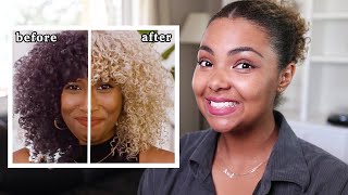 Hairdresser Reacts DRASTIC Platinum Blonde Curly Hair Transformation [upl. by Ahsaetal653]