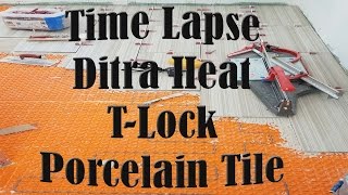 Large format tile floor over Ditra Heat installed with TLock™ Time Lapse [upl. by Carma]