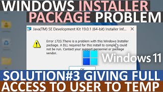 How To Fix Windows Installer Package Problem msi issue in Windows  Grant Full Access to User [upl. by Ailati732]