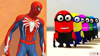 GTA 5 Epic Ragdoll  SpiderMan vs Color Minion Falls amp Fails LIVE GTA V shorts gtav shortsfeed [upl. by Yate]