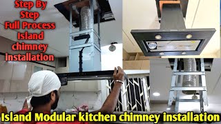 Island chimney installation Elica Island chimney installationHow to install Island Kitchen chimney [upl. by Nylireg]