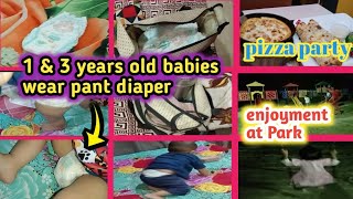 1 amp 3 Years Old Babies wear Pant diaper for Public place We went on an outing kalsoomshahrozvlogs [upl. by Shandy126]