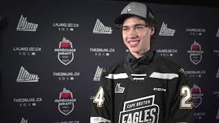 2024 QMJHL Draft  Romain Litalien after being drafted by the Cape Breton Eagles [upl. by Nylacaj]