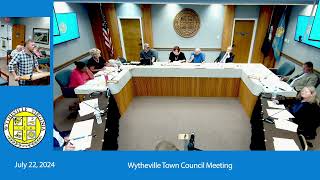 Wytheville Town Council  July 22 2024 [upl. by Jessabell]