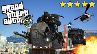 ECHAPPER A 5 ETOILES AVEC LES VEHICULES SECRETS DE BATMAN SUR GTA 5 [upl. by Alaikim268]