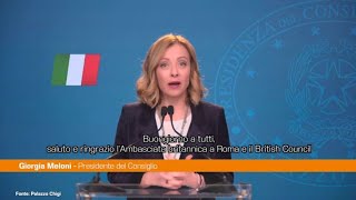 Meloni quotItalia e Gran Bretagna pilastri della comunità transatlanticaquot [upl. by Amabelle]