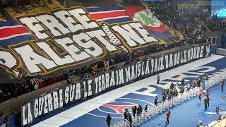 Le tifo Free Palestine de PSG Atletico Madrid 06112024 [upl. by Annel]