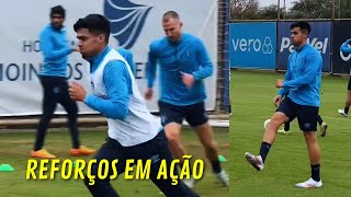 PRIMEIRO TREINO DE MIGUEL MONSALVE MATÍAS AREZO E ALEXANDER ARAVENA NO GRÊMIO [upl. by Narcis]