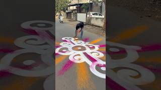 Road Running Rangoli rangoli rangolilover easyrangoli viral creativerangoli roadrangoli [upl. by Ylrehc155]