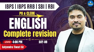 IBPS IBPS RRB SBI  English  English for Bank PO amp Clerk  Complete Revision 8  Satyendra Sir [upl. by Gae534]