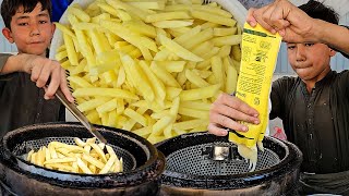 11 Years Old Kid Selling French Fries 🍟 Street Food Afghani Fries Recipe  Hardworking Afghani Boy [upl. by Kciv]