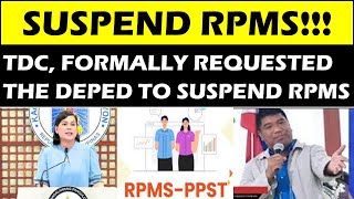 SUSPEND RPMS TDC FORMALLY REQUESTED THE DEPED TO SUSPEND RPMSwildtvoreg depedorder rpms [upl. by Nosoj]