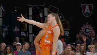 Sabrina Ionescus 3 STRAIGHT 4 Point Shots In 2023 WNBA AllStar Game For Team Breanna Stewart [upl. by Lrigybab]