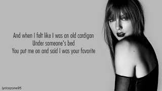 Taylor Swift  cardigan Lyrics [upl. by Lancelle]