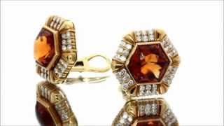 CARTIER Retro Estate Diamond Citrine Yellow Gold ClipOn Earrings [upl. by Torbert]