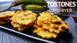 TOSTONES PATACONES EN FREIDORA DE AIRE CRUJIENTES Y SALUDABLES Vegano y sin gluten [upl. by Acirtal845]