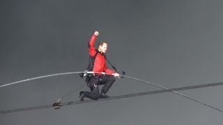 Tightrope walker Wallenda crosses Niagara Falls [upl. by Leuqram]