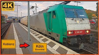 【4K】 Führerstandsmitfahrt Koblenz HBF nach Köln Ehrenfeld über NeuwiedLinzTroisdorfGremberg [upl. by Thielen]