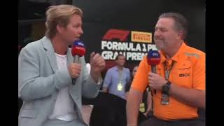 Nico Rosberg GRILLING Mclaren CEO Zak Brown ItalianGP24 [upl. by Hawthorn858]