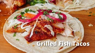 Grilled Fish Tacos  Snapper Fish Taco Recipe on the Big Green Egg [upl. by Rebeka479]