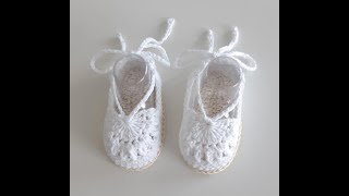 Alpargata de bebe sandalia a ganchillo bebe 06 meses crochet baby sandals crochet baby shoes patuco [upl. by Ayotahs]