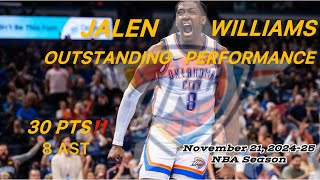 JALEN WILLIAMS 30 POINTS❗️VS PORTLAND TRAILBLAZERS November 21 202425 NBA Season [upl. by Eileek]