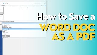 How to Save a Word Document as a PDF [upl. by Ydorb]