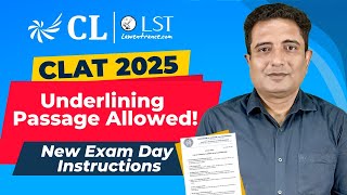 CLAT 2025 Exam Day Instructions  Underlining allowed on Booklet  Latest Update from Consortium [upl. by Artenak]