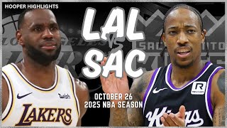 Los Angeles Lakers vs Sacramento Kings Full Game Highlights  Oct 26  2025 NBA Season [upl. by Arorua]