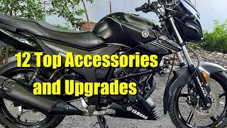 TIP 12 TOP ACCESSORIES UPGRADES AND MODIFICATIONS yamahaszrr yamahasz150 yamaha modifications [upl. by Linnette]