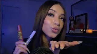 ASMR Lipgloss Application  Kisses 😘 Mouth sounds kisses tapping TINGLY [upl. by Zorine]