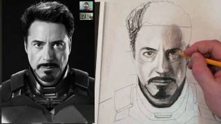 How to Draw Iron Man Tony Stark Step by Step Charcoal and Fixative Tutorial [upl. by Bloem]