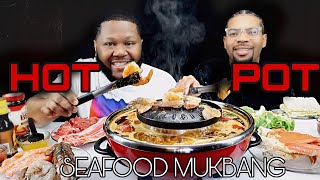 HOT POT SEAFOOD BOIL  KOREAN BBQ SEAFOOD quotHOT POTquot MUKBANG  EATING SHOW 먹방 [upl. by Chil229]