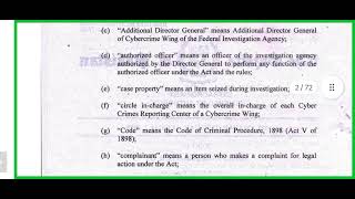 Prevention of Electronic Crimes Investigation Rules 2018 Definitions [upl. by Virendra108]