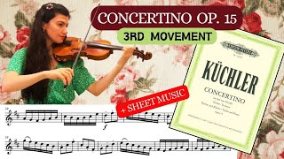 Küchlers quotConcertino in D Major Op 15 Mvt 3 Allegro Assaiquot  Violin Tutorial  sheet music [upl. by Nonad886]