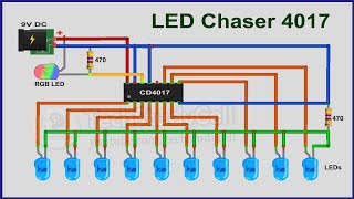 How to make LED Chaser circuit with only 4017 IC [upl. by Ludmilla791]