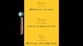 Bye Buy and By  Homophones  Part  3  bye buy by homophones theenglishmaster247 shorts [upl. by Lamok]