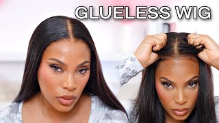 COMPLETELY GLUELESS WIG INSTALL  NO GLUE BEGINNER FRIENDLY WIG INSTALL [upl. by Naashar699]