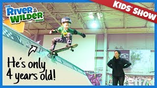 SKATEBOARDING 4 YEAR OLD SKATER FIRST TIME ON HALFPIPE [upl. by Aurie]