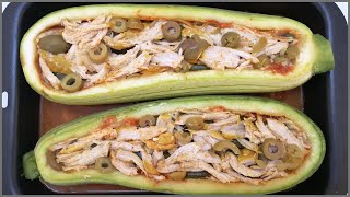 Courgettes farcies au four avec du blanc de poulet et 3 fromages Un vrai délice [upl. by Eirdua]