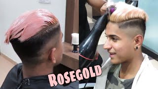 ROSE GOLD HAIR COLOR IN INDIA 2018  Men Hairstyle  Crazy colour 2018  Naveez Lalani [upl. by Baalbeer]