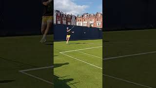 Karen Khachanov Queens Practice Against Hulger Rune tennis shorts atp khachanov backhand [upl. by Annil]