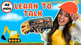 Construction Vehicles Cars Shapes amp Animals For Kids 🚧 🚜 🏎️ 🦘  Ms Moni  Kids Learning Videos [upl. by Kostman]