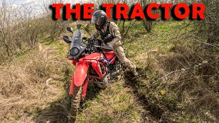 Plowing the fields with our tractor Honda CRF300 Rally no bog cant stop us [upl. by Notniw]