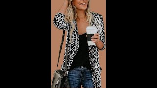 Women Lightweight Cardigan Leopard Printed Button Down Cardigans Shirt W Pockets [upl. by Oona43]