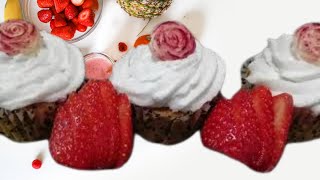 COMO HACER CUPCAKES SIN GLUTEN Y SIN LACTOSA 🍓RELLENO DE FRESA🍓 [upl. by Aenotna552]